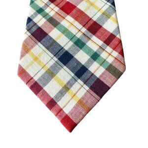 Armando Caruso Handmade Plaid Cotton Tie 3 x 57" Multicolor Preppy Retro Vintage